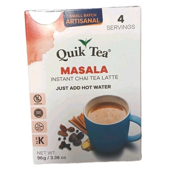 4 Boxes Instant Chai Tea Latte Indian Masala Instant Natural Spices QuikTea - Picture 2 of 7